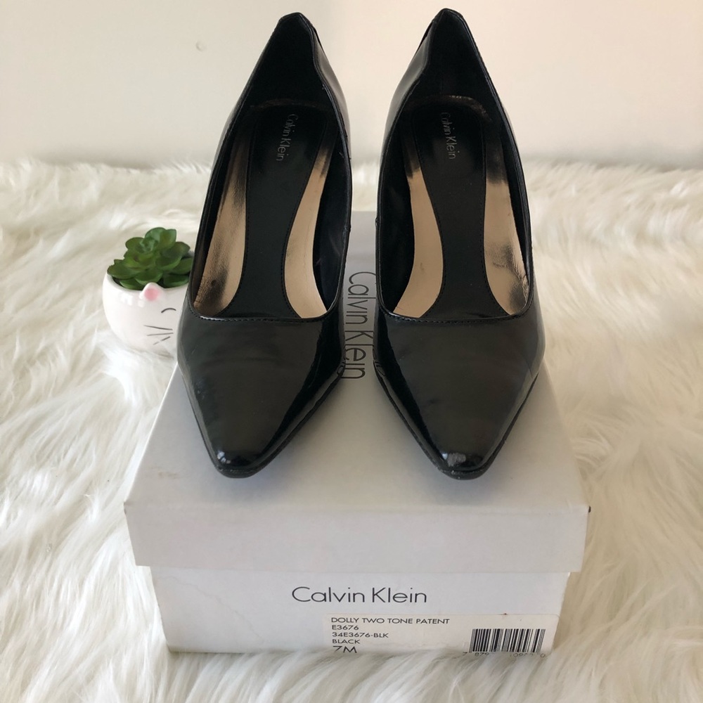 Calvin Klein Patent Heel, Black, 7M